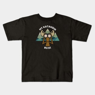 Mt Katahdin Moose Binoculars - Dark Shirts Kids T-Shirt